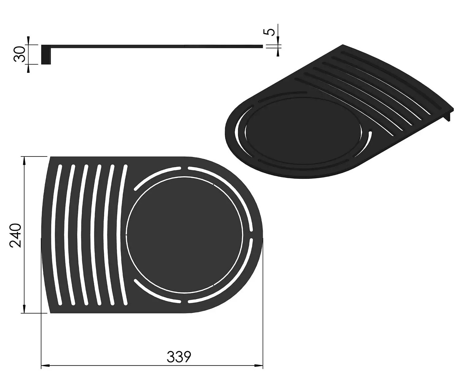 Termatech TT22S grille suprieure acier noir