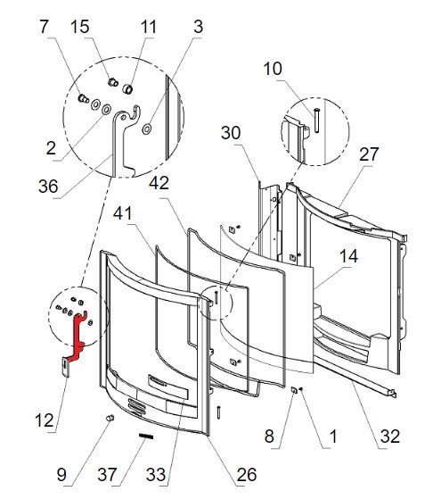 La Nordica Focolare 70 Tondo poigne de porte poigne de porte de foyer D