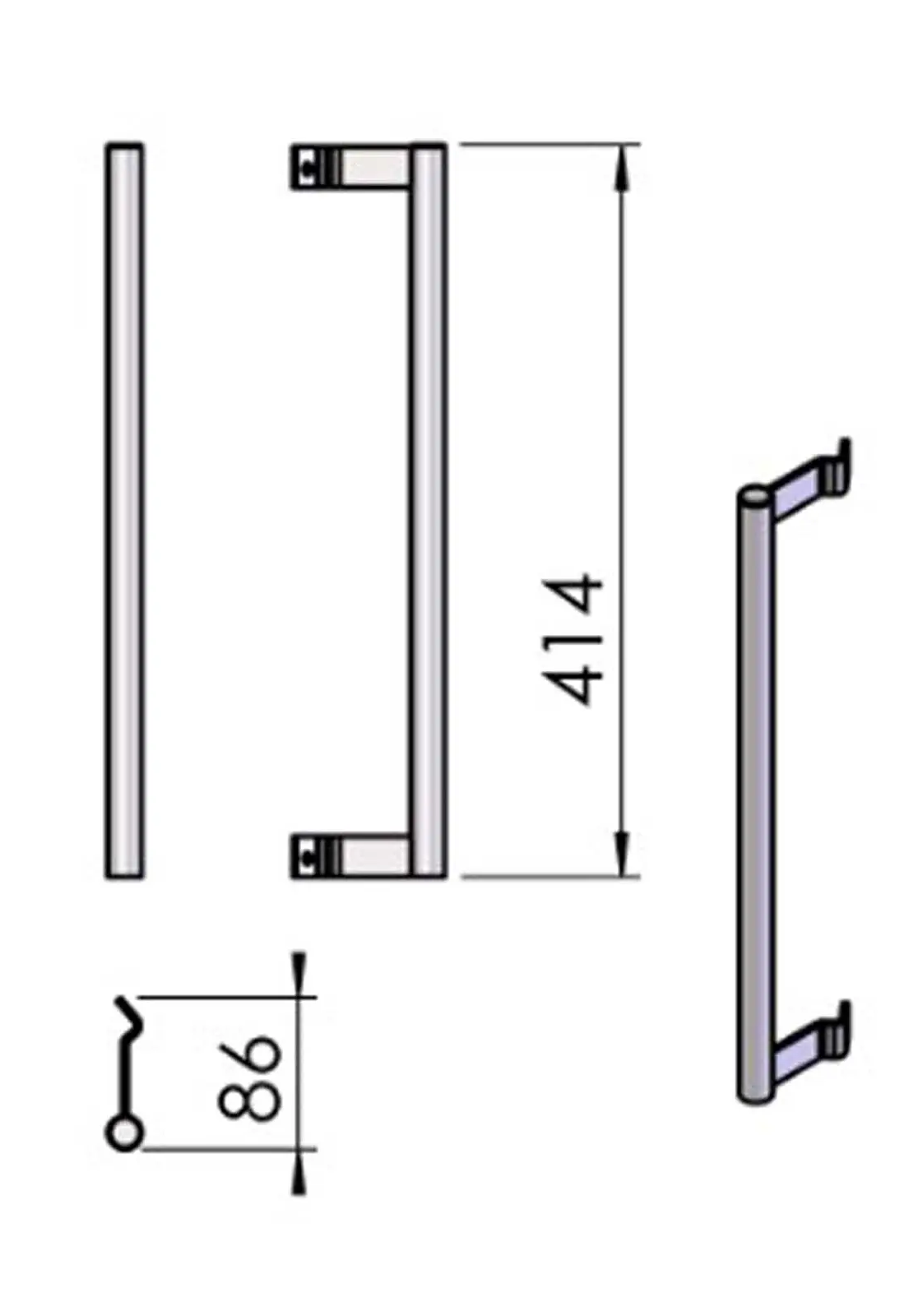 Termatech TT21 poigne de porte acier inoxydable