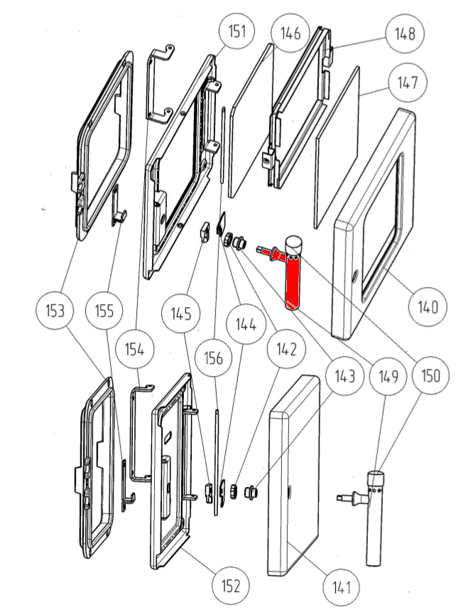 Wamsler K128F poigne de porte porte de chambre de combustion