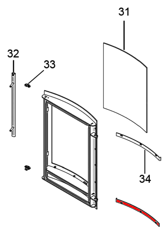 Oranier Hera R support de vitre bas gris A