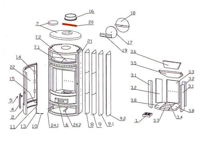 Oranier Polar 4 fixation couvercle sortie de fumes