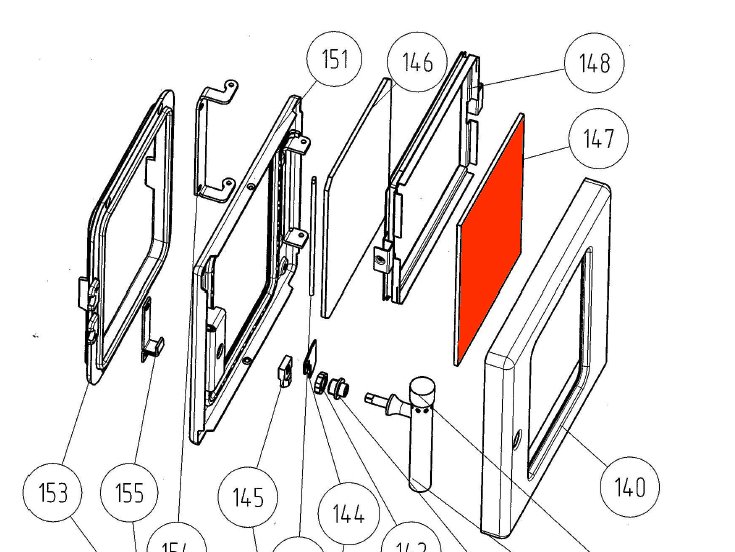 Wamsler K128F vitre extrieur porte de chambre de combustion