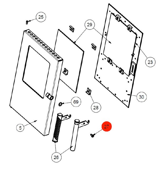 Wamsler W1-40 vis poigne de porte de foyer rond