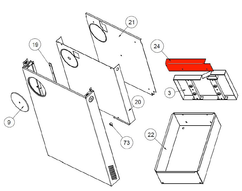 Wamsler W2-50 poigne de porte compartiment  bois