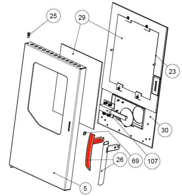 Wamsler W2-50 poigne de porte porte de chambre de combustion B