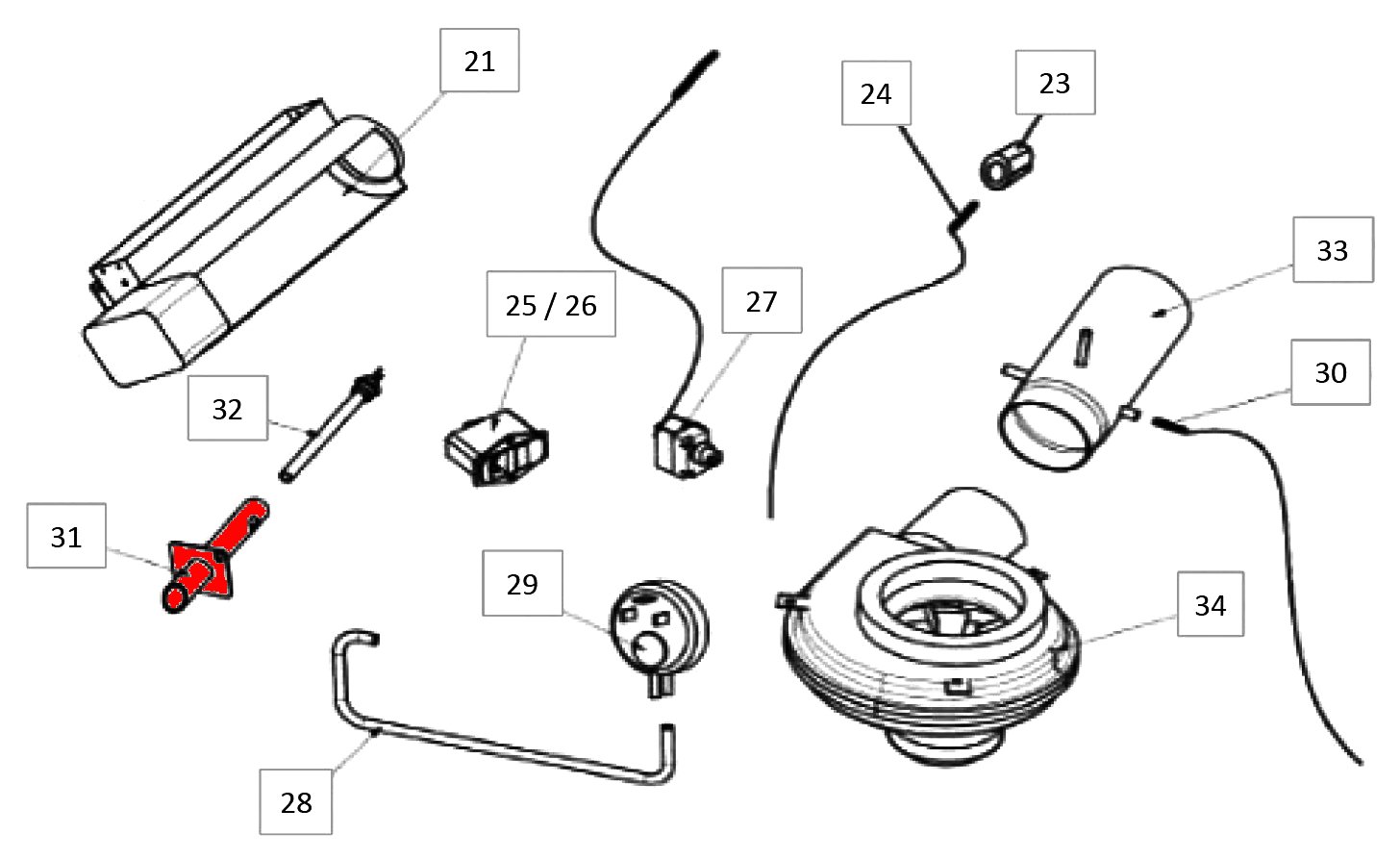 Wamsler WP 2-8 tube d'allumage